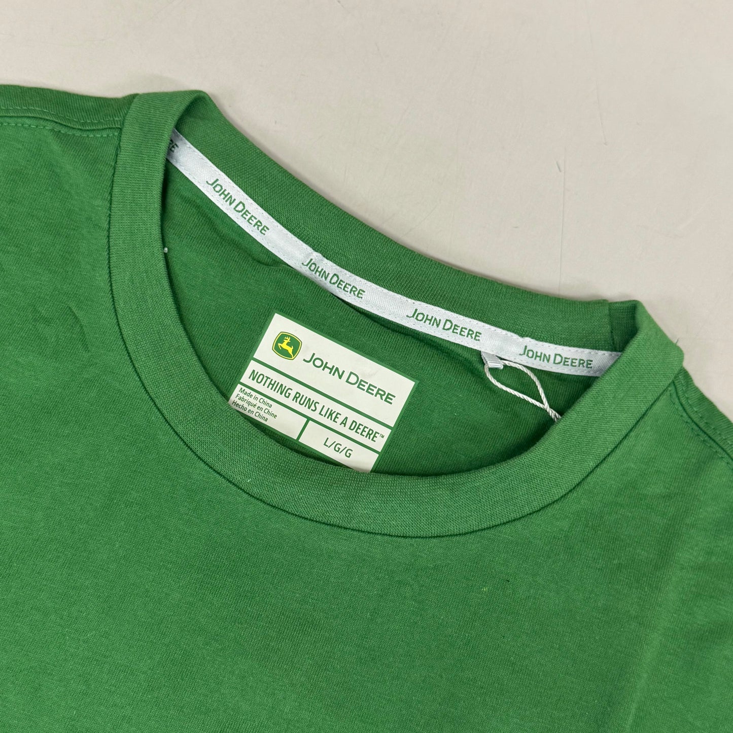 JOHN DEERE Embroidered Logo Short Sleeve Tee Shirt Men's Sz L Green 1896842