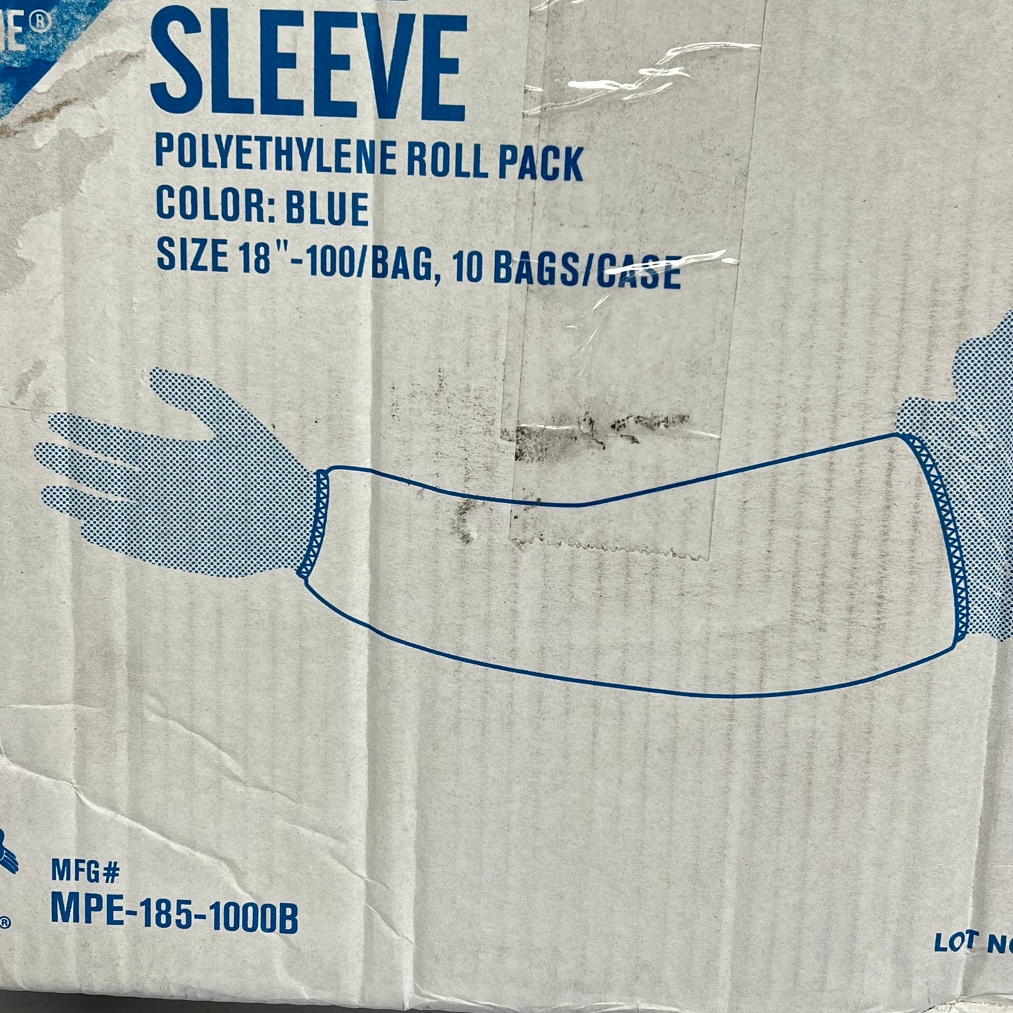 SAFETY ZONE (1000 PACK)Pro Guard Sleeve Polyethylene Roll Pack  18" Blue MPE-185-1000B