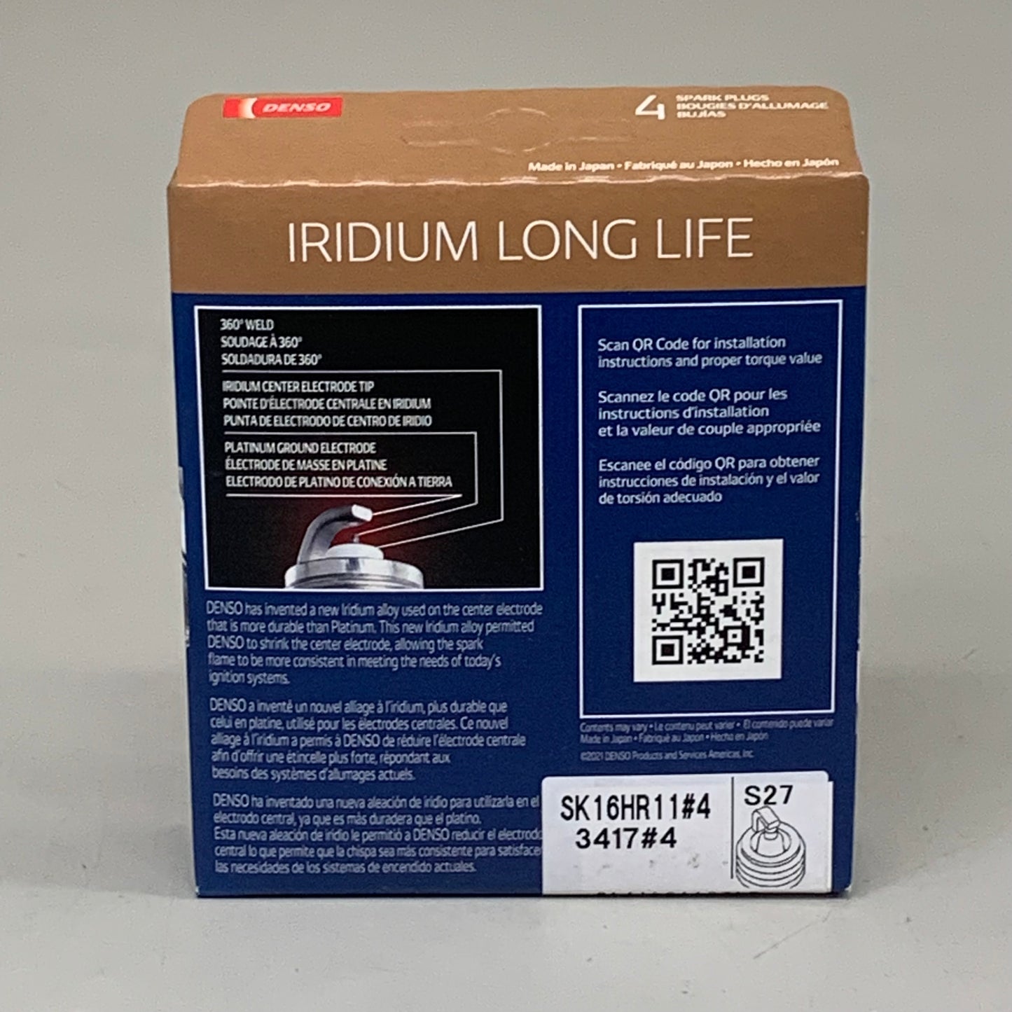 DENSO (4 Plugs) Iridium Long Life Spark Plugs For Toyota Camry 3417