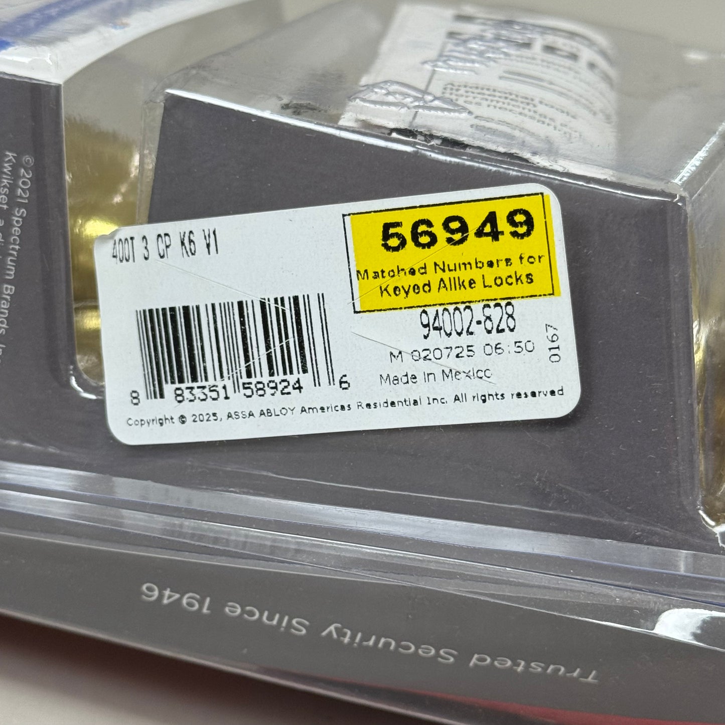 KWIKSET Door Knob W/ Lock & Key for Front Entrance 4.5"x3.2"x9" Polished Brass (New Other) 94002-628