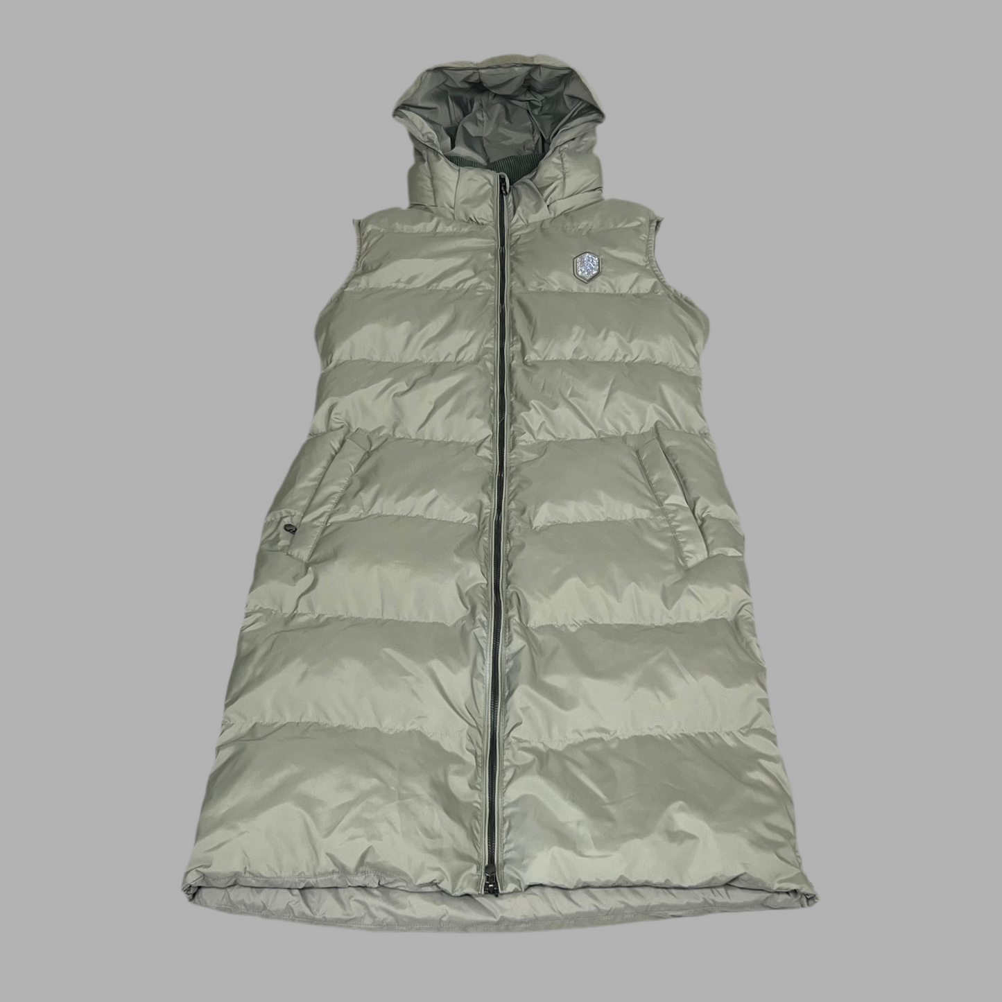 SAMSHIELD Elea Equestrian Sleeveless Winter Coat Down To Knees Women's Sz S Patine Green