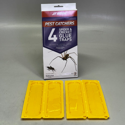 JT EATON (2 PACK of 4) Stick-Em Large Spider And Cricket Glue Trap Yellow PM844