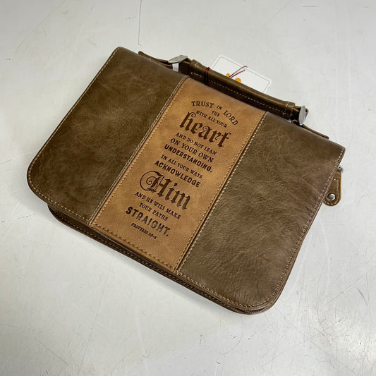 CHRISTIAN ART GIFTS Proverbs 3:5 Faux Leather Bible Cover  7"x10" Brown BBL682