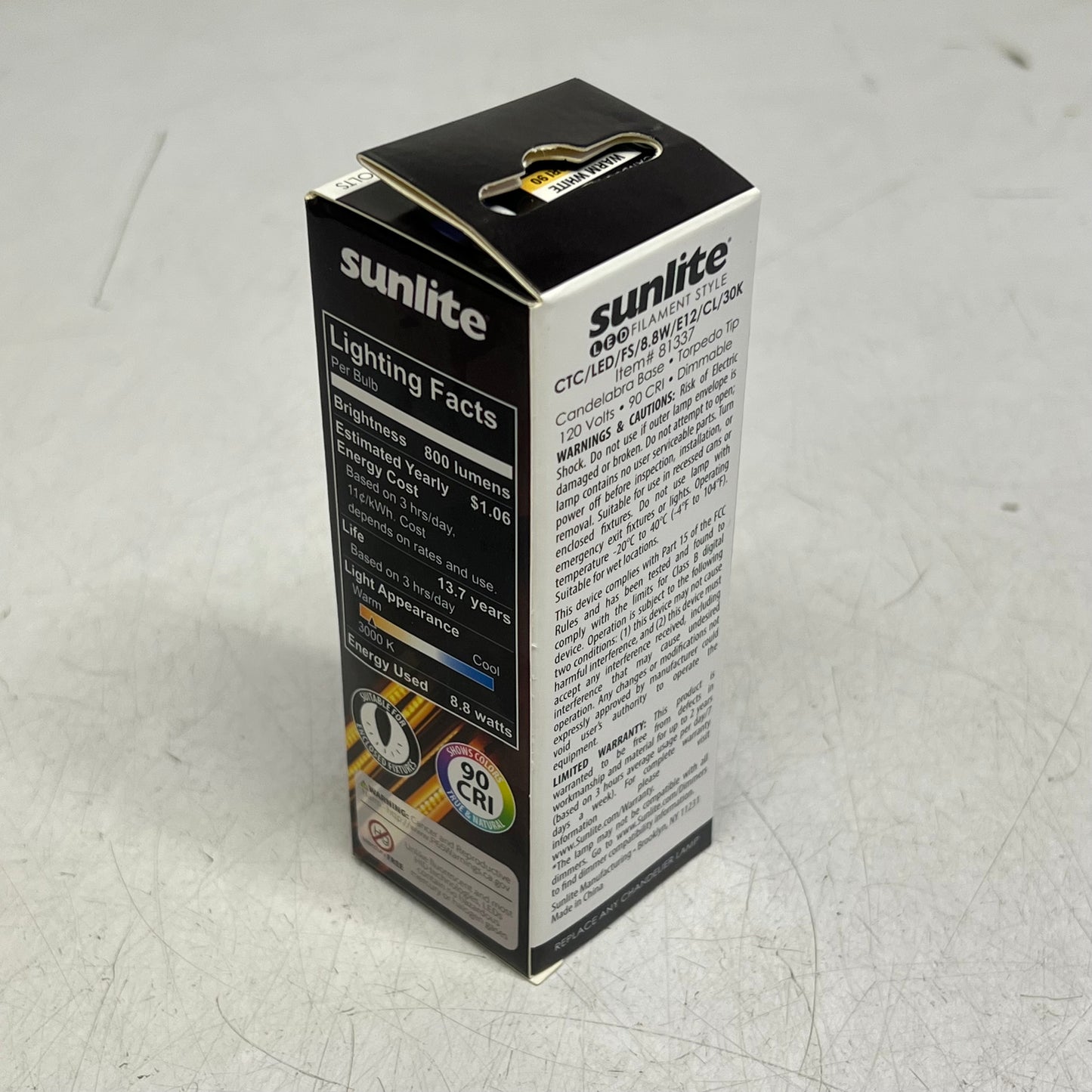 SUNLITE (4 PACK) Filament Light Bulb Chandelier 120 V E12 Warm White 81337