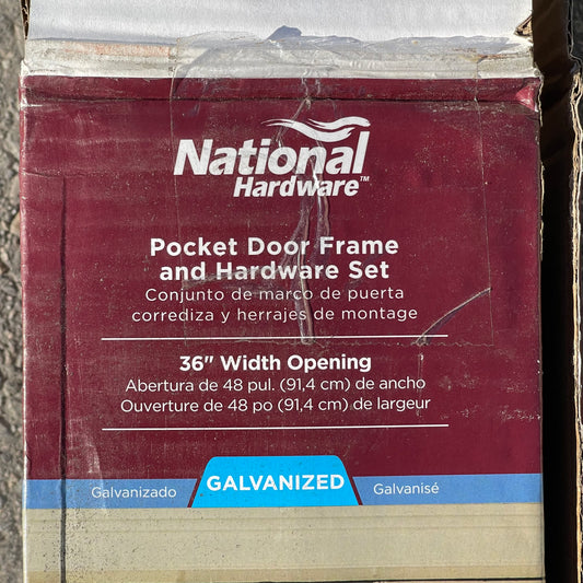 NATIONAL HARDWARE Pocket Door Frame & Hardware Set 36" Width Opening N186-858 (New, Distressed Box)