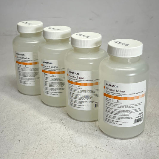 ZA@ MCKESSON (4 PACK) Usp Normal Saline Irrigation Solution Sterile 250 ml 37-6270 BB 11/27