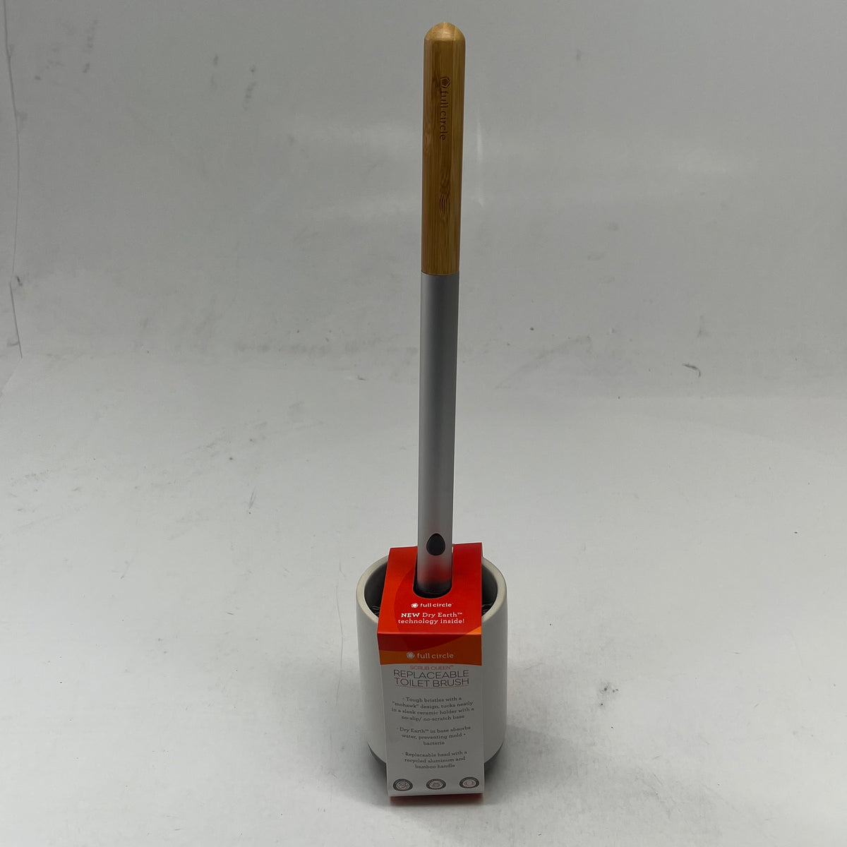 FULL CIRCLE Scrub Queen Toilet Brush Replaceable Mohawk Design Brush Head White