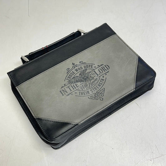 CHRISTIAN ART GIFTS Two-tone Faux Leather Case Bible Cover 7"x10' Grey/Black