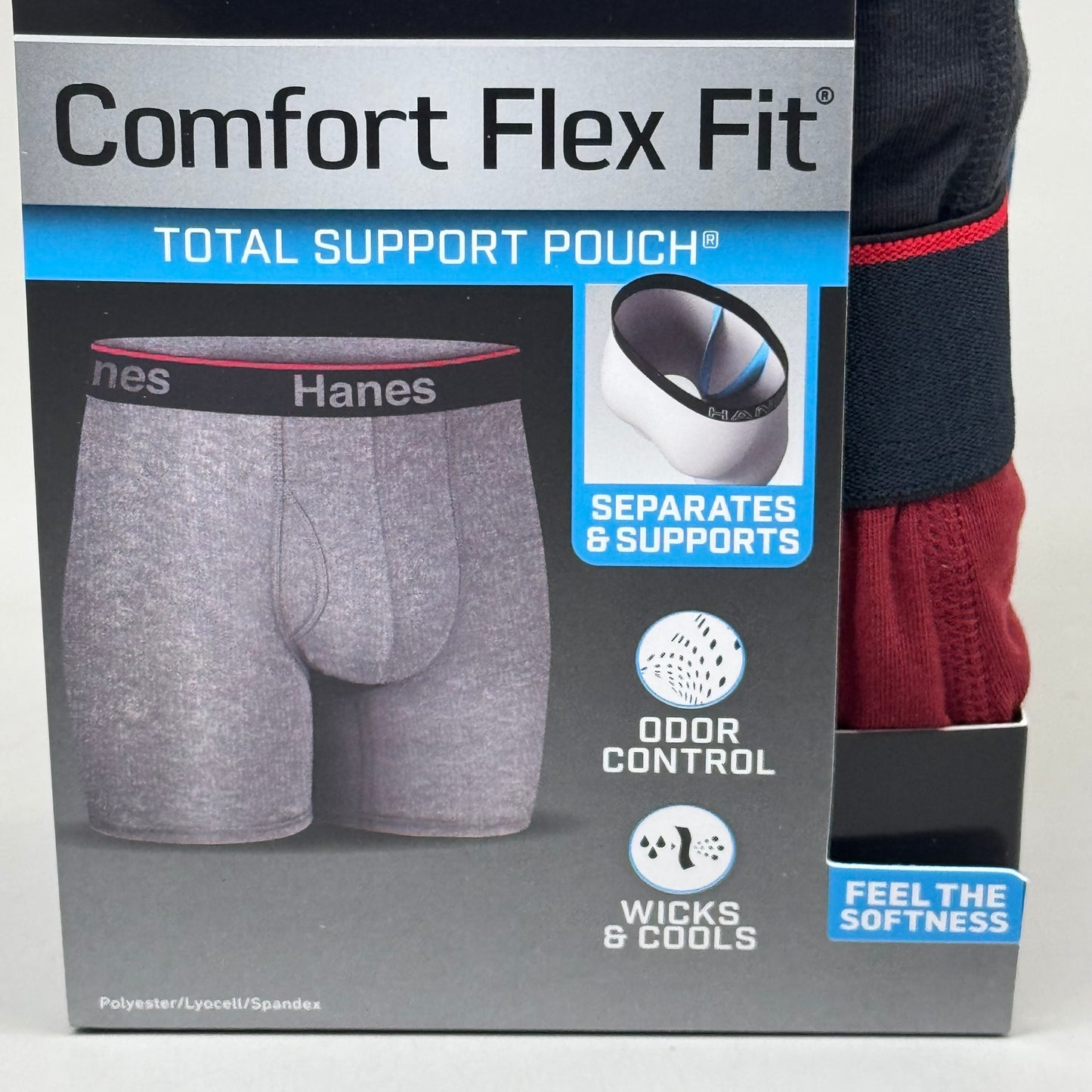 HANES (3 PACK!) Men's Comfort Flex Fit Boxer Briefs Sz 2XL 44-46" Black/Blue/Red CFFSL3