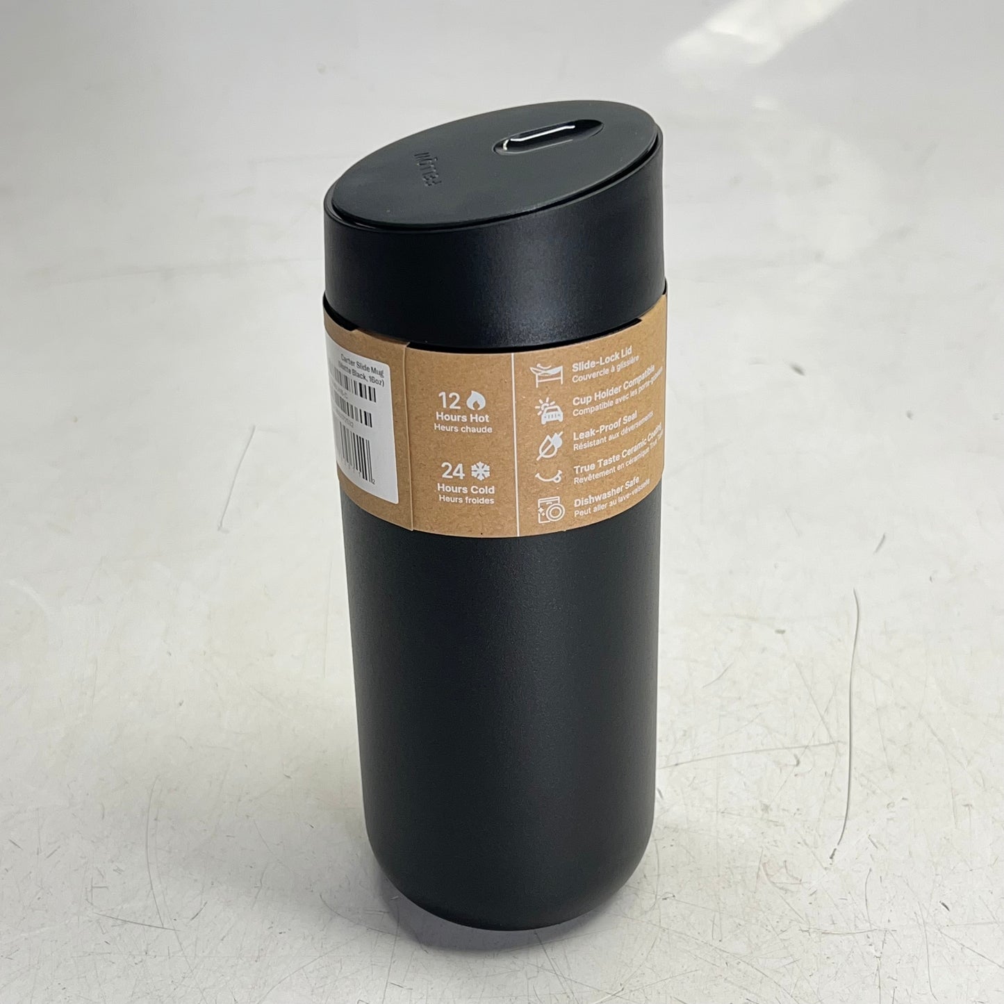 FELLOW Carter Slide Mug 18/8 Stainless Steel Leakproof Seal 16 Oz Matte Black