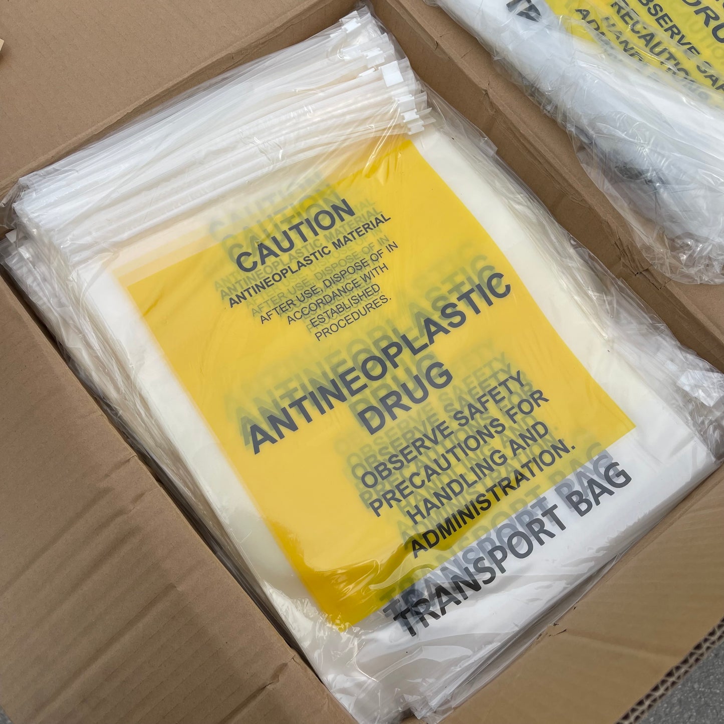 ZA@ Pallet of Plastic Ziplock Slider Bags with Antineoplastic Drug Label 12"x15" (BAGS ONLY)