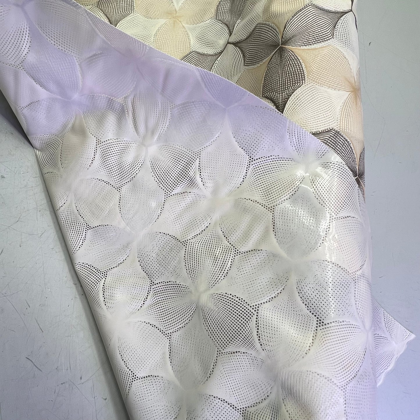 PVC Faux Crochet Floral Pattern Tablecloth 54"x60' Brown/Tan/White