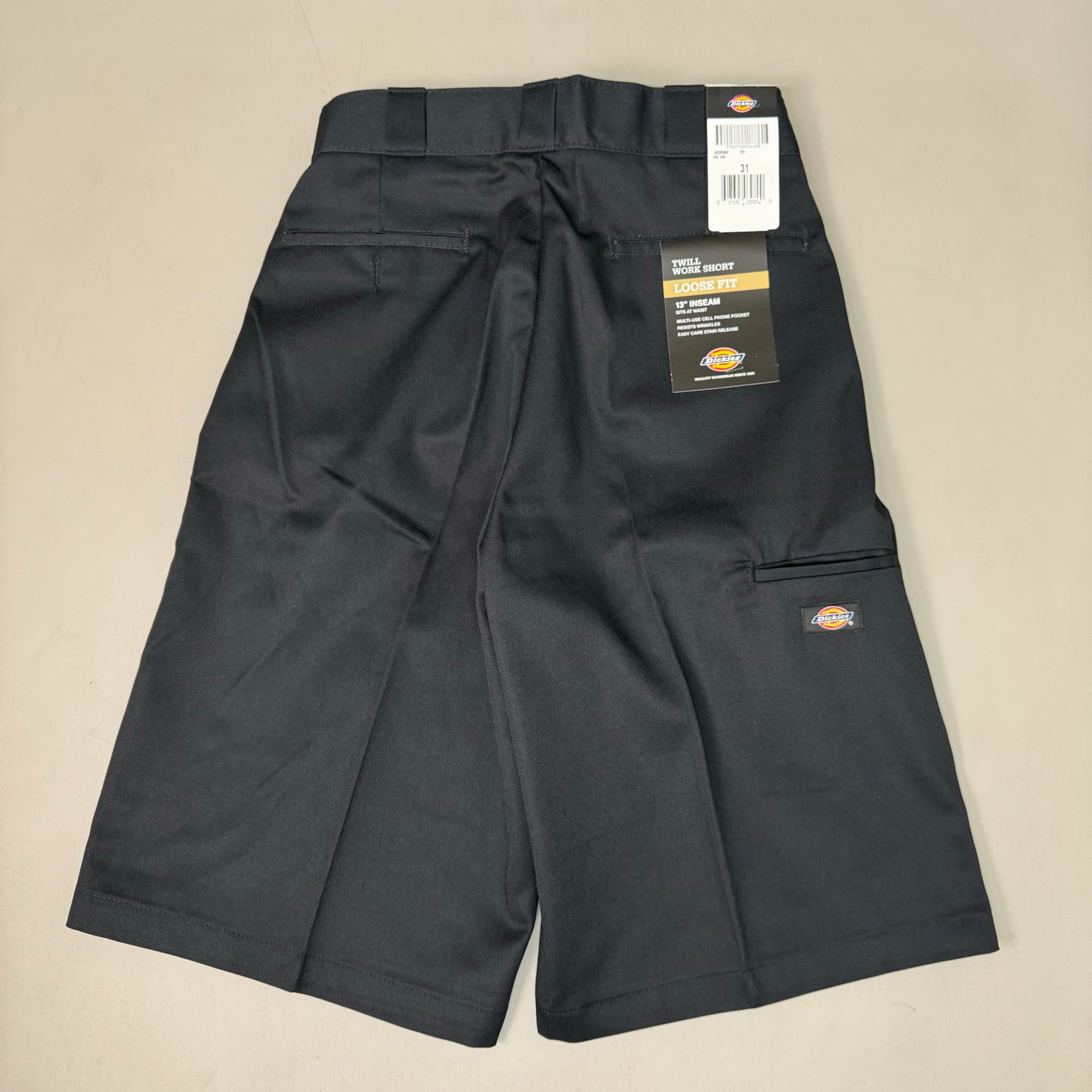 DICKIES Loose Fit Twill Work Shorts 13" Inseam Men's Sz 31 Black 42283BK