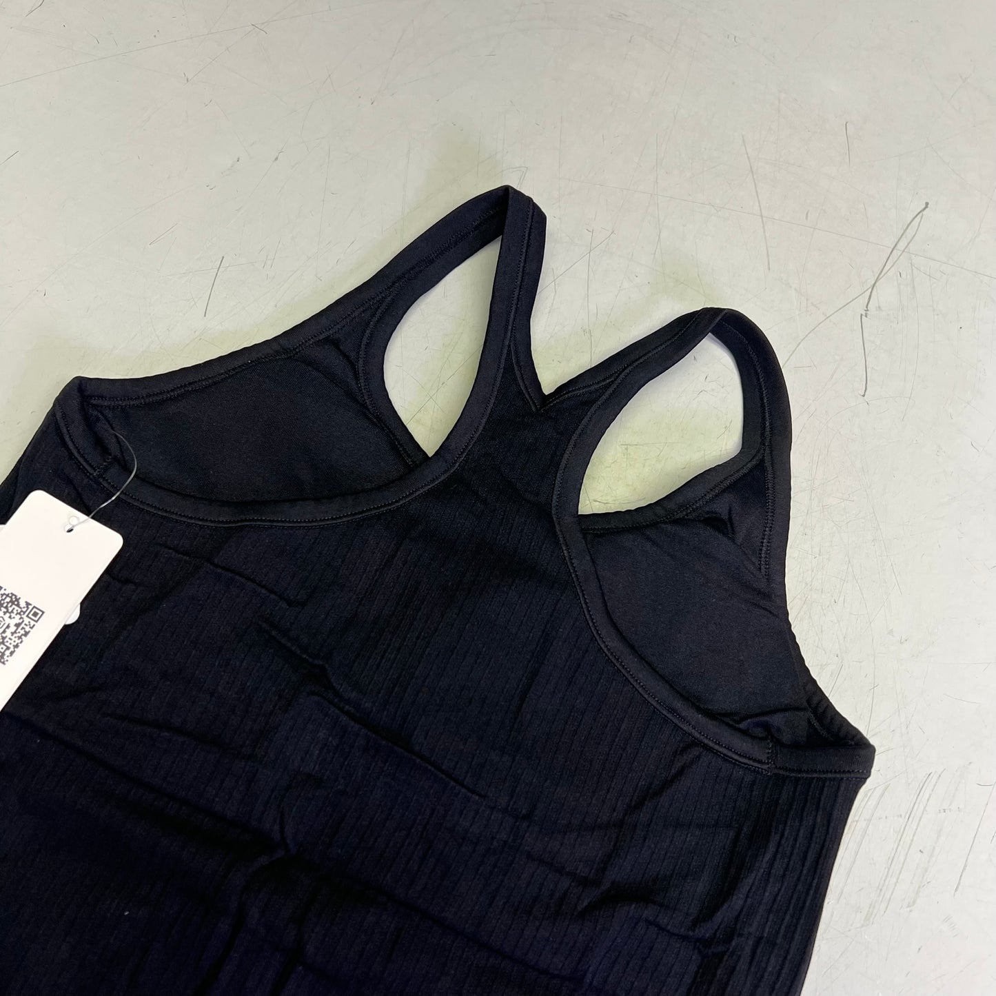 ATTRACO Ribbed Racerback Scoop Neck Athletic Tank Top Women's Sz M Black