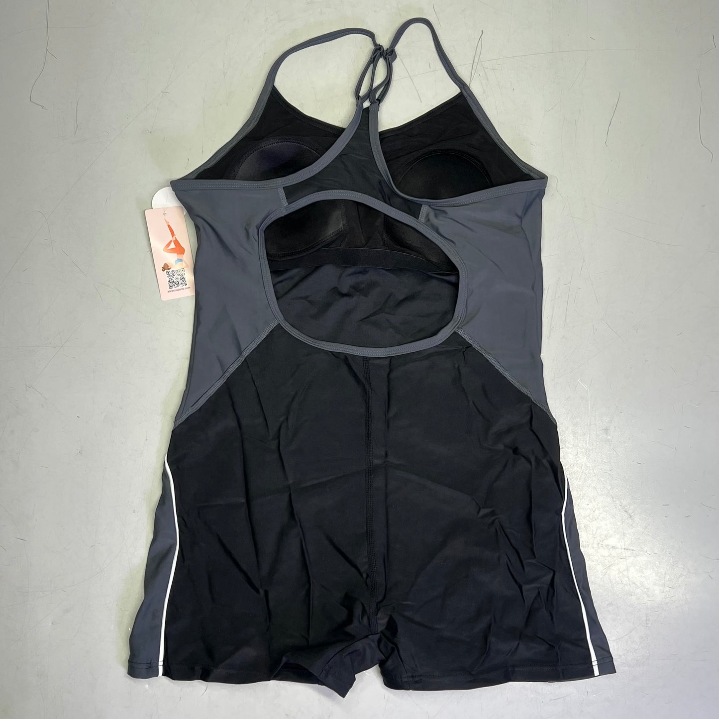 BEAUTYLN Athletic Training Swimwear Shorts One Piece Women's Sz L Black/Grey