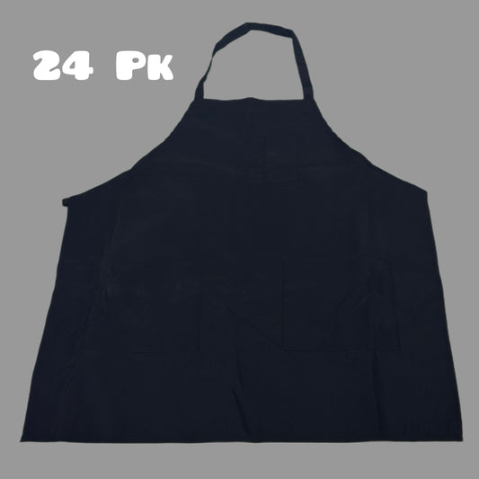 ZA@ Chef Apron (24 PACK) 3 Pockets, Tubular Tie 100% Polyester Sz OSFM Black AASBLK-3P(AS-IS, a few have minor sun damage) (Qty: 160, 4.5 lbs each)