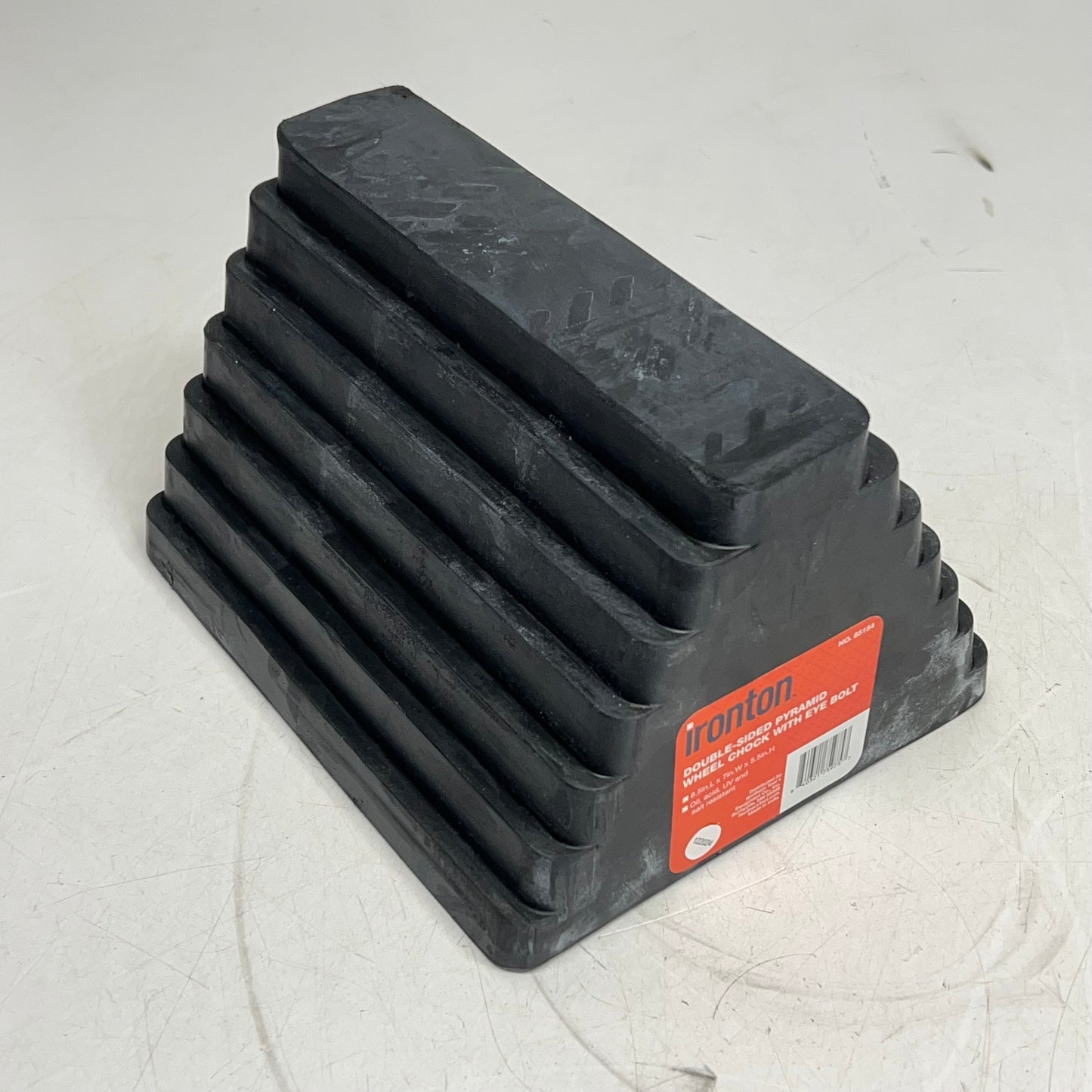 ZA@ IRONTON (2 PACK, 7lbs EACH) Double Sided Pyramid Wheel Chock W/ Eye Bolt Black 85154