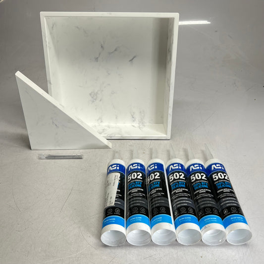 SAMUEL MULLER Solid Surface Storage Pod & Corner Shelve Kit Carrara SMSSP1414