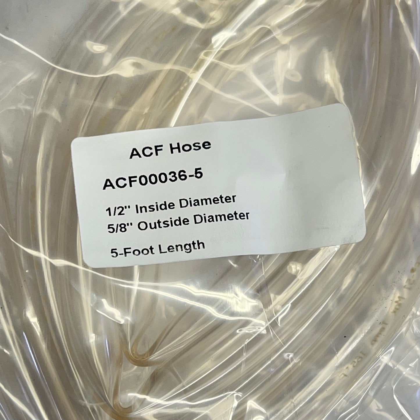 SAINT GOBAIN Tygon Flexible Laboratory Tubing 1/2"I.D. 5/8"O.D. 5' Clear E-36|03