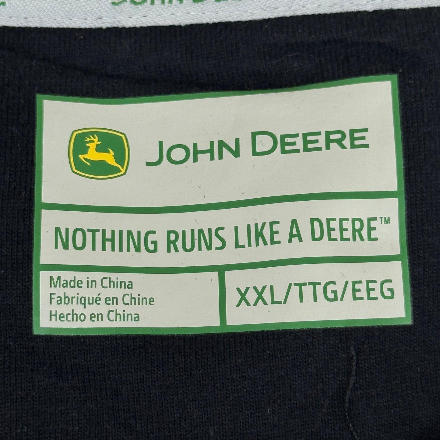 JOHN DEERE Embroidered Logo Short Sleeve Tee Shirt Men's Sz XXL Black 1896842