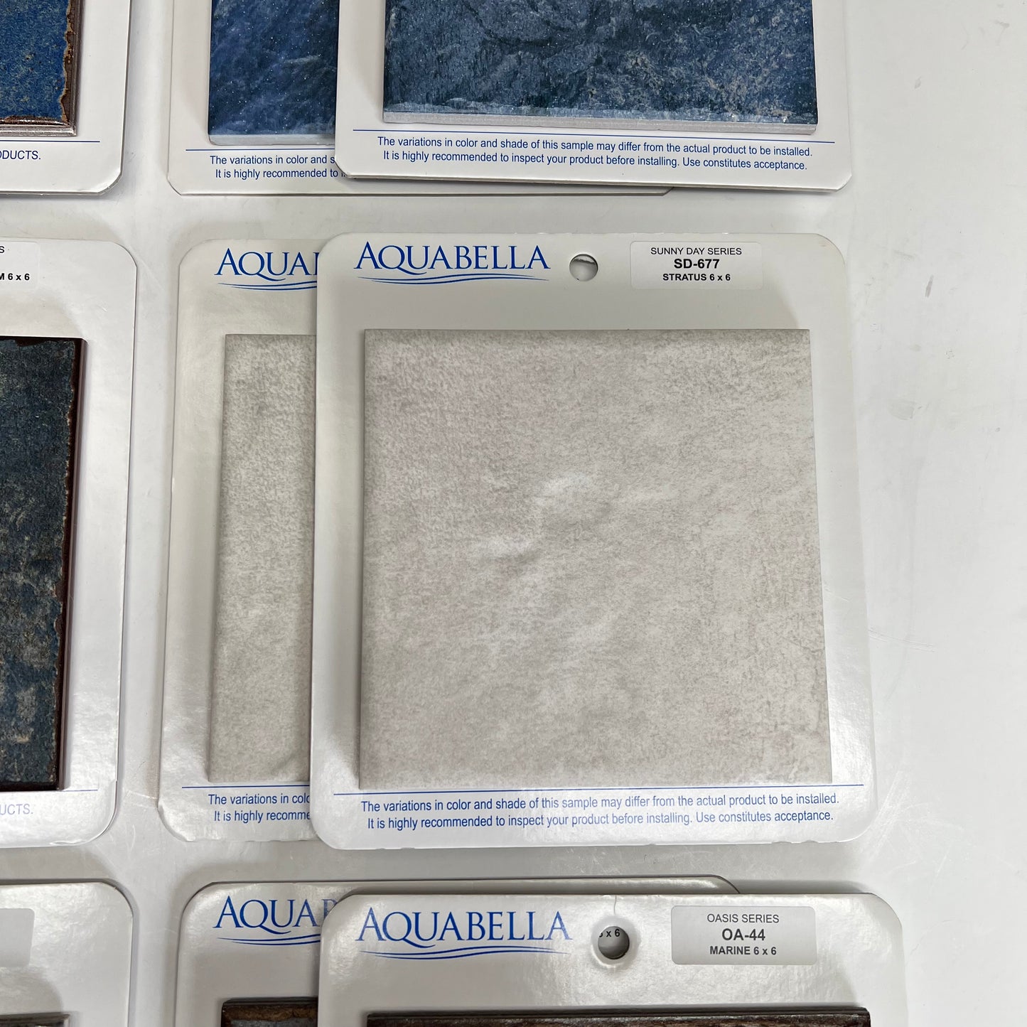 ZA@ AQUABELLA (LOT OF 12) Assorted Tiles 6"x6" Blue/White/Brown