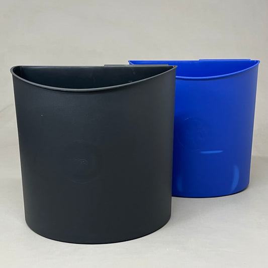 SAFCO (2 PACK) Desk Side Recycling Half Round Bins 3 Gal Cap Blue & Black 9927BB