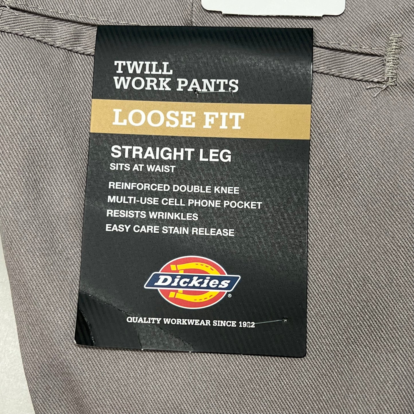 DICKIES Loose Fit Double Knee Straight Leg Work Pant Mns Sz 30X30 Silver 85283SV