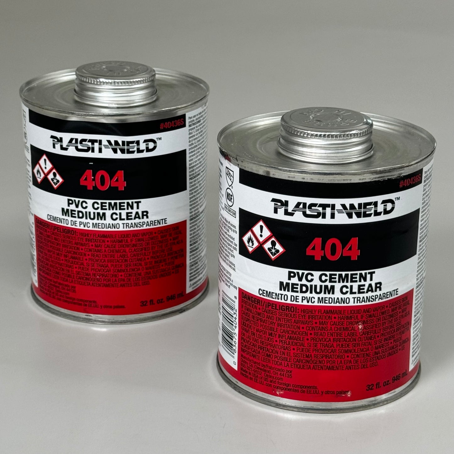 PLASTI-WELD (2 PACK) 404 PVC Cement Medium Clear 32 fl oz Fittings to 6" 40436S