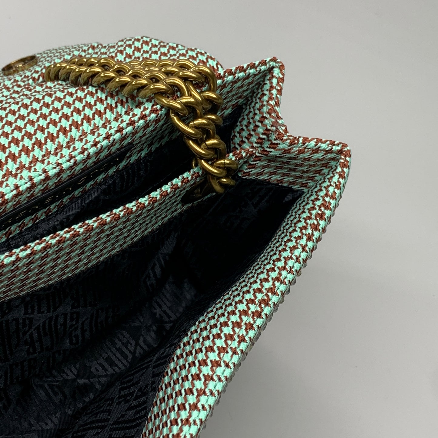 KURT GEIGER Kensington Tan Comb Fabric Day Bag 11" x 8.5" Multi-Color 2690536609 New