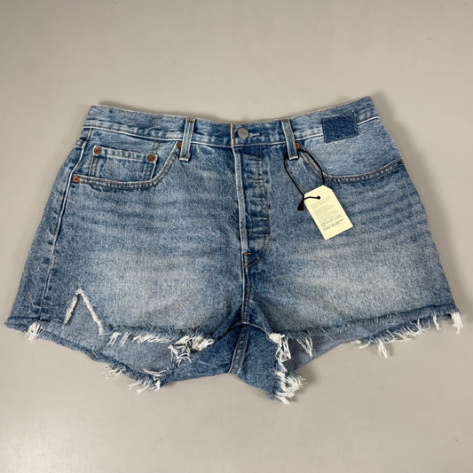 LEVIS 501 Original Fit High Rise Shorts Medium Wash Women's Sz 32 Mega Vibe Blue