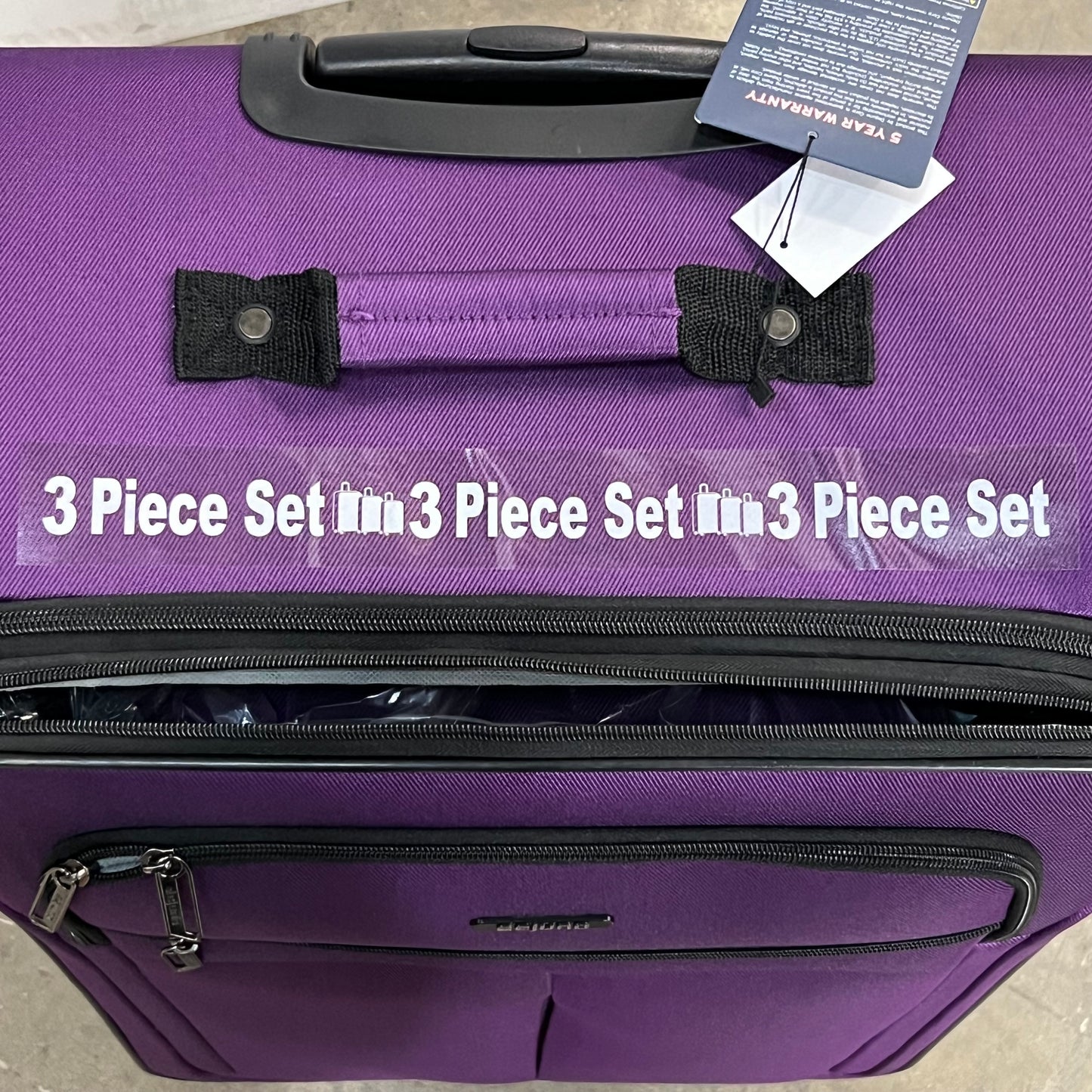 DEJUNO (3 PACK) Light Weight Expandable Spinner Rolling Suitcase Set Purple