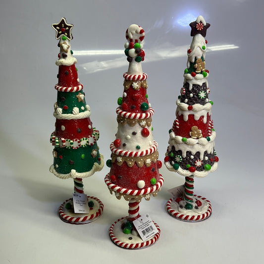 GERSON (SET OF 3) Clay Dough Holiday Candy Tree COLLECTABLES 15"x4" Multicolor