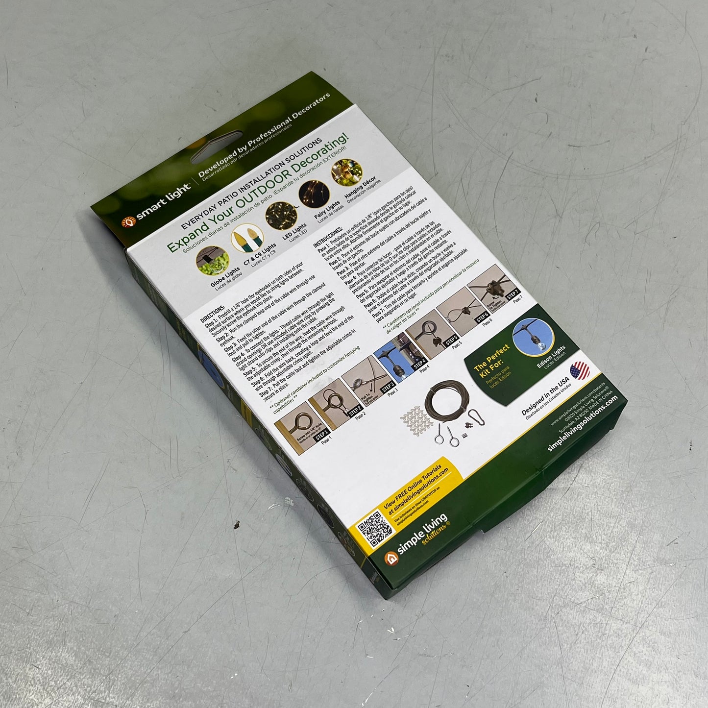 SIMPLE SOLUTIONS Outdoor Cable Wire Patio Light Kit 50' Cable Range 815050