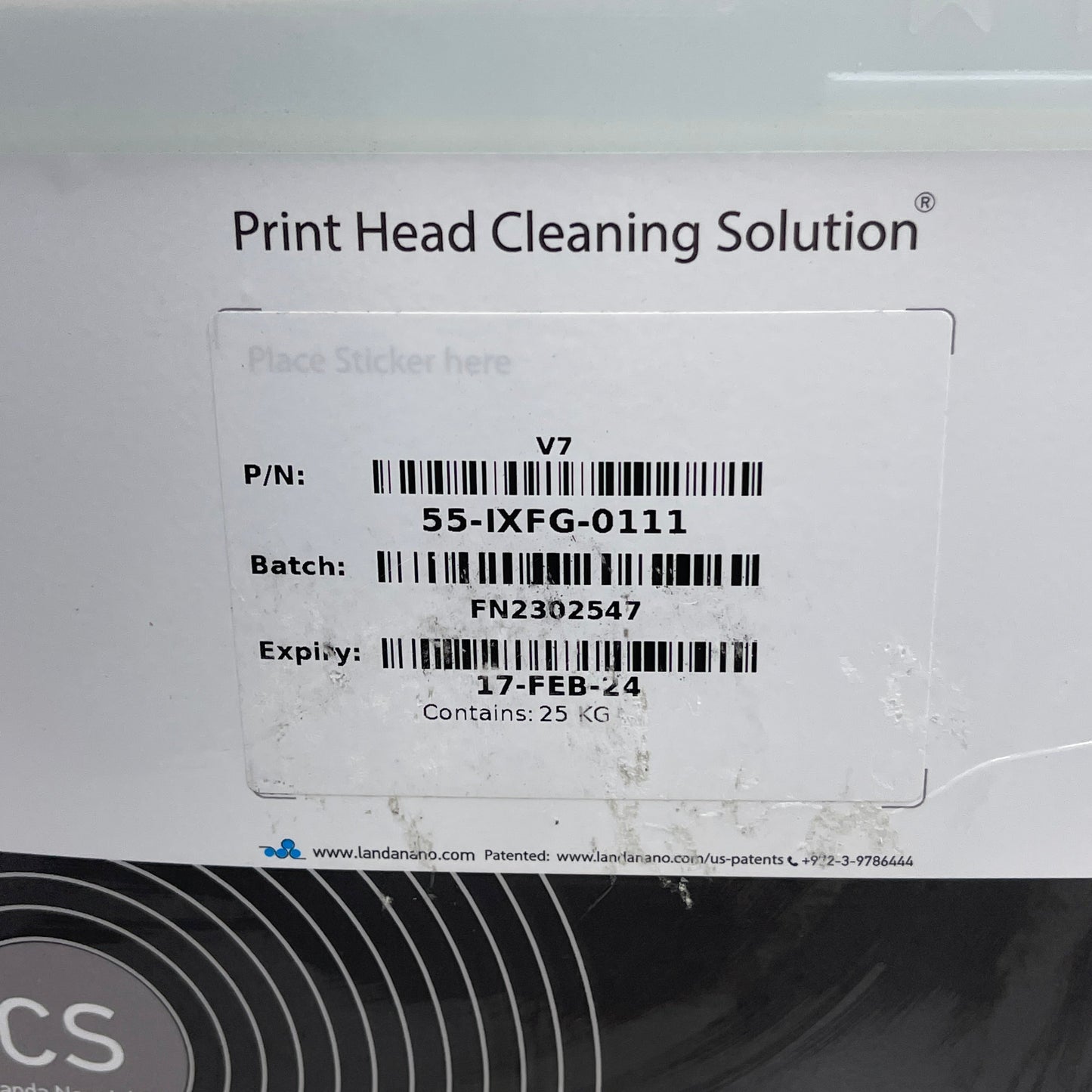 Z@ CS LANDA NANOLINK Printhead Cleaning Solution 25Kg, 6.6 Gal (55-IXFG-0111) BB 02/24