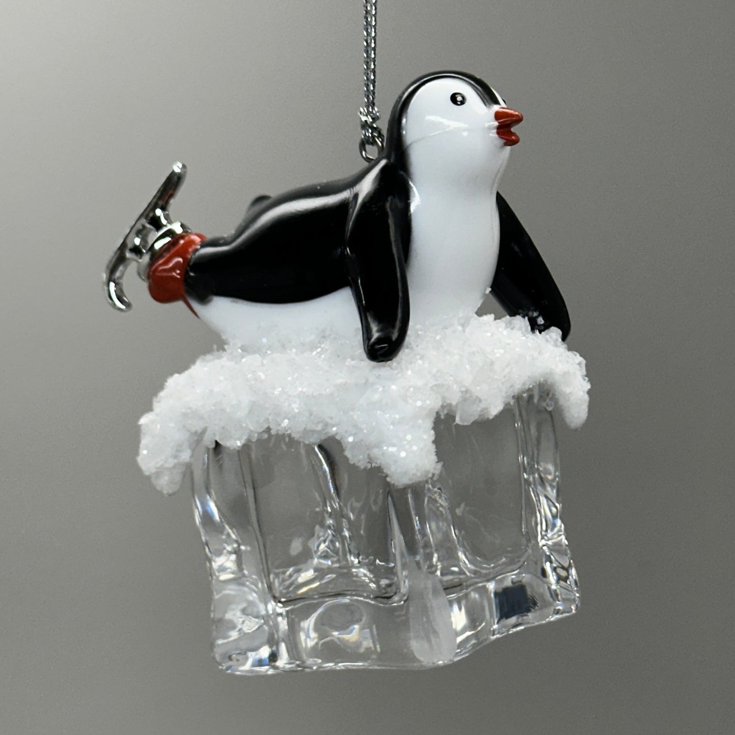 KURT S. ADLER Penguin On Ice Belly Skater Christmas Ornament 4.25" T2458