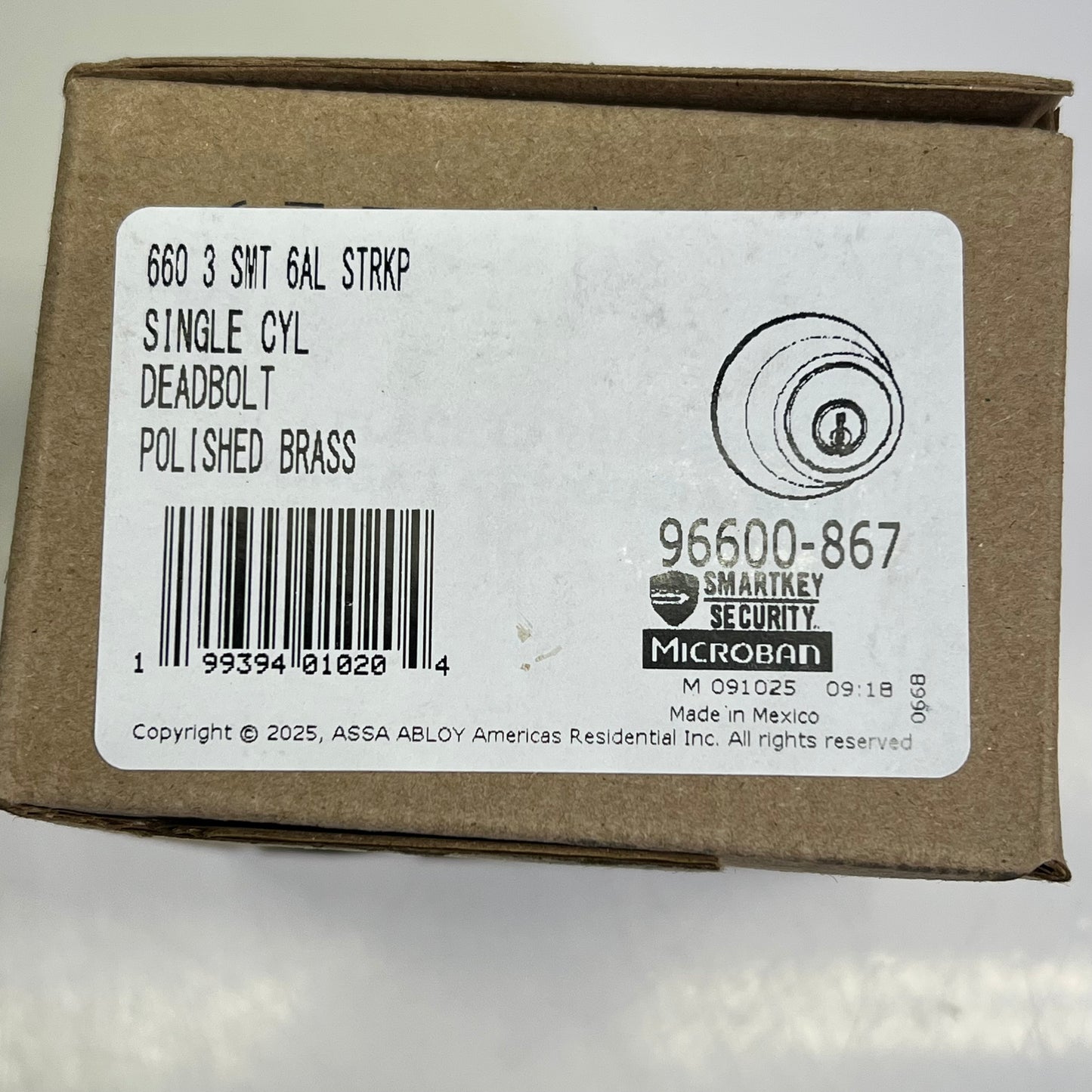 ZA@ KWIKSET (2 PACK) Single Cylinder Deadbolt Polished Brass 96600-867