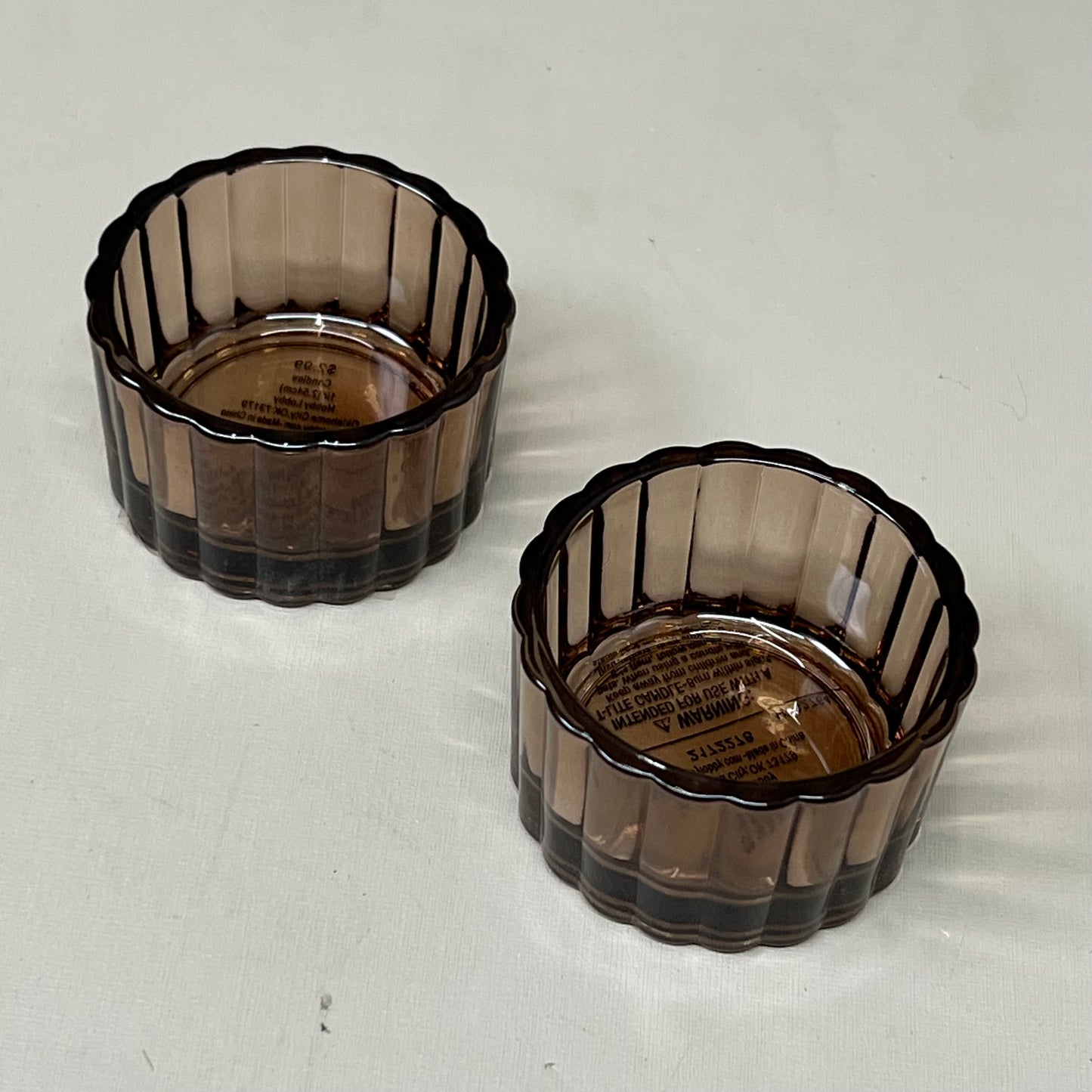 HOBBY LOBBY (24 PACK) Ribbed Glass Tea Light Holder Copper 2" Dia X 1" W0627644