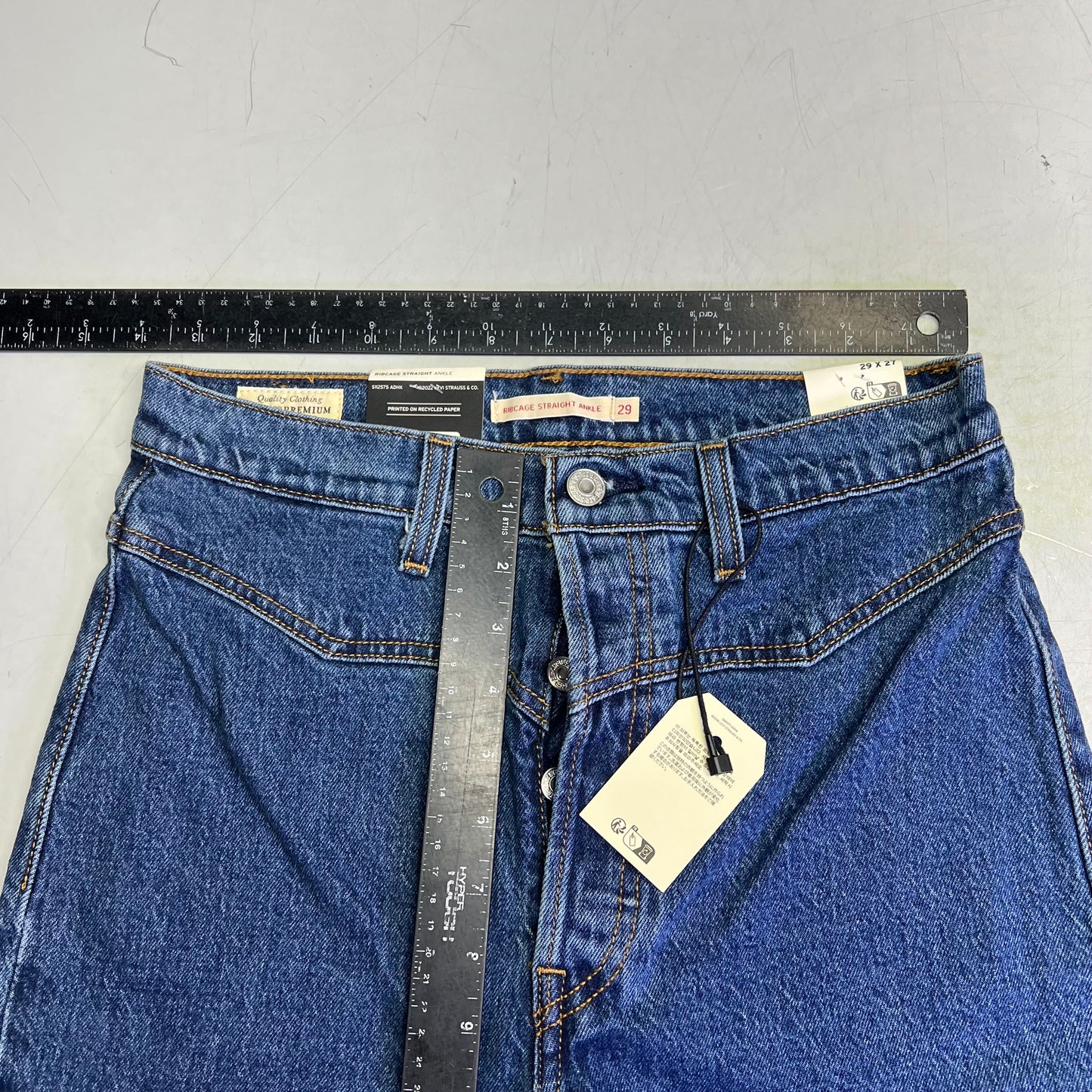 LEVIS Ribcage Western Yoke Jeans Women's Sz 29 x 27 Dark Wash 0049U0001