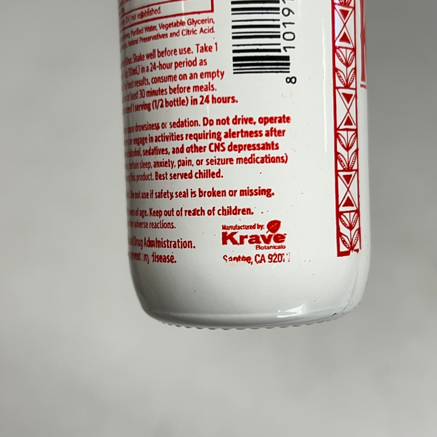 KRAVE (6 PACK) Kava Root Extract Glass Bottle Shots Strawberry Crème 2 Fl Oz