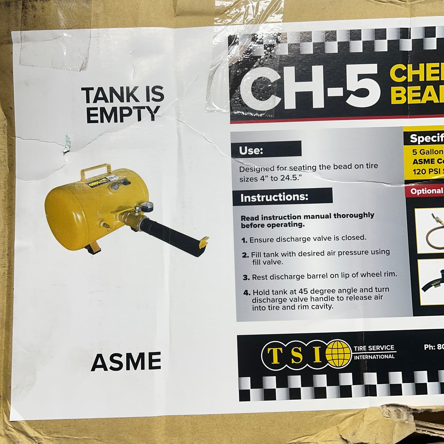 TSI Cheetah Bead Seater Steel 5 Gal ASME Certified 1-1/2″ tank Opening CH-5