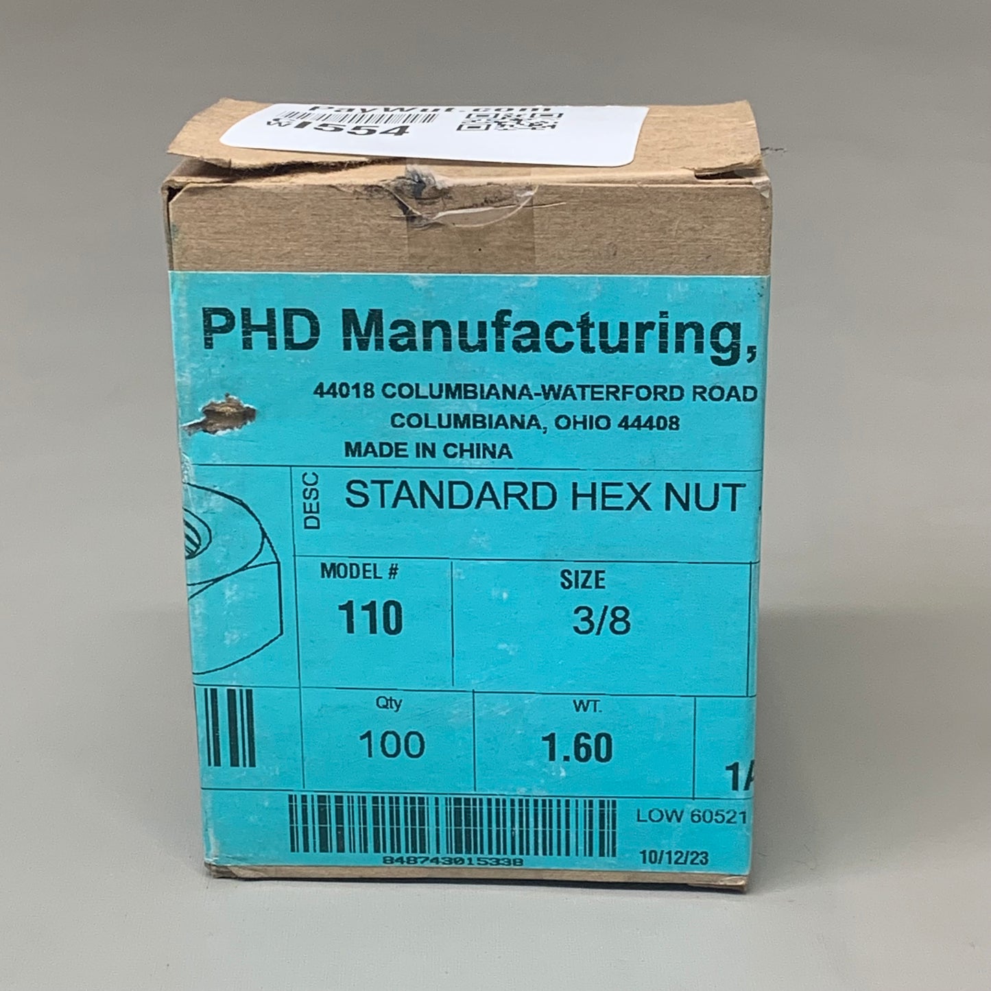 PHD MANUFACTURING(100 PEICE)Standard 3/8"-16 Hex Nuts Coarse Low Carbon Zinc 110