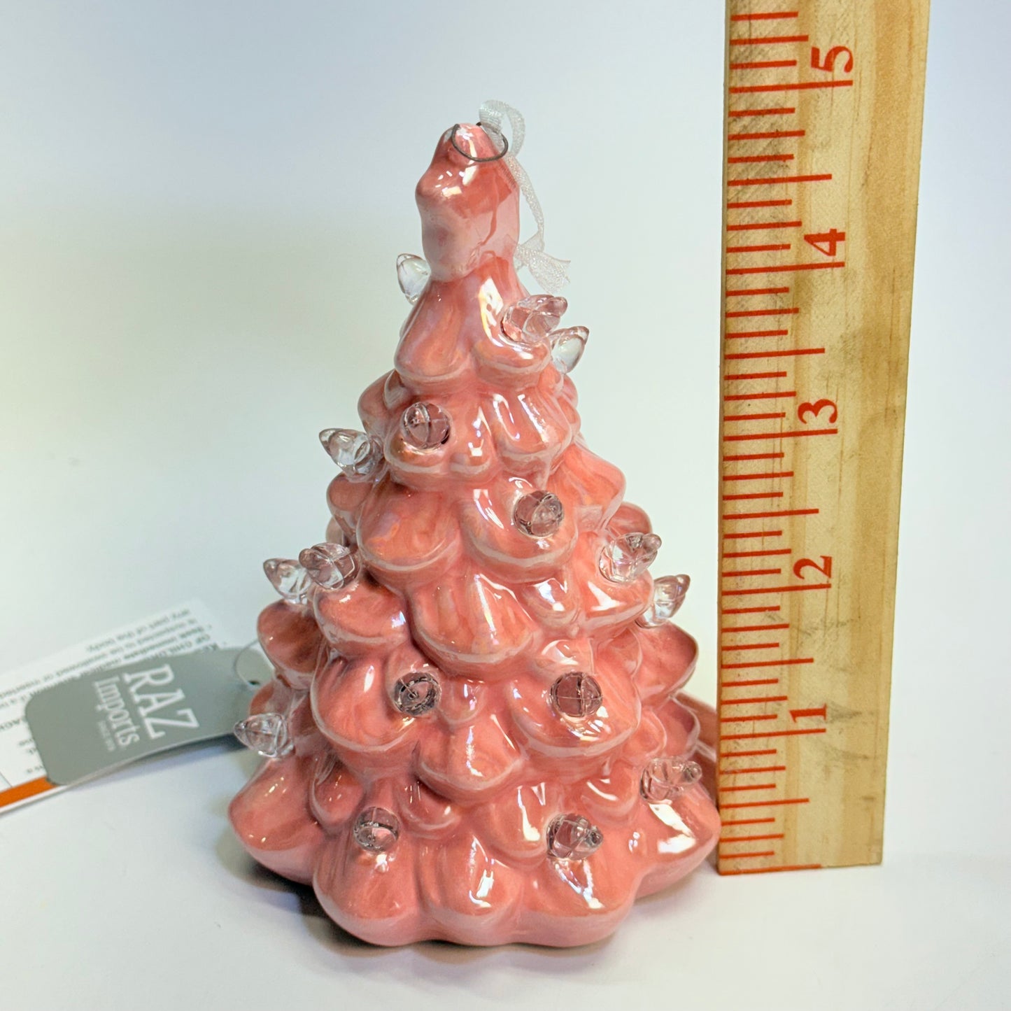 RAZ IMORTS (4 PACK) 5" Retro Vintage Lighted Pink Tree Ornament W/timer 4419036
