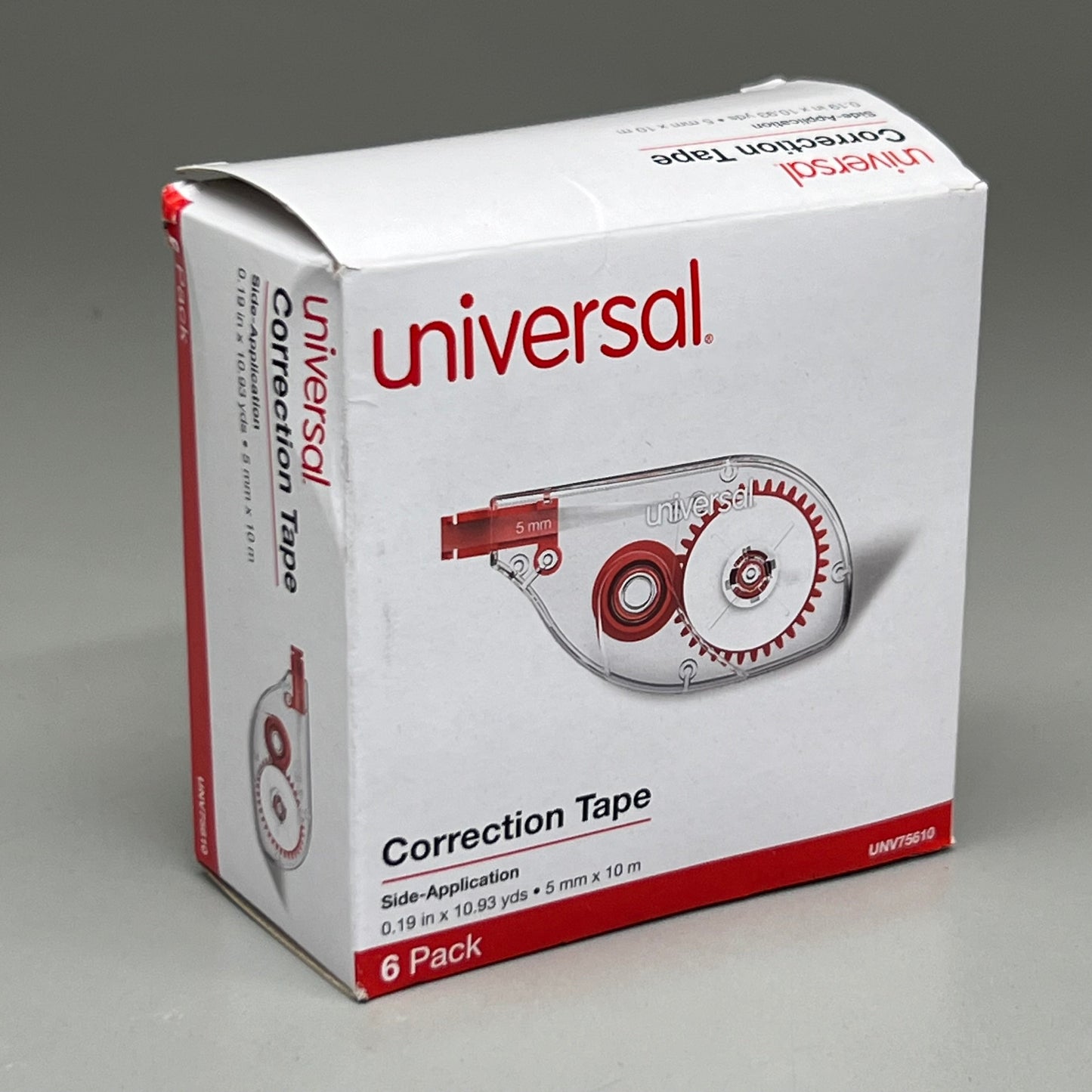 ZA@ UNIVERSAL Correction Tape (6-PK) Side Application UNV75610 5mm x 10.93yd E