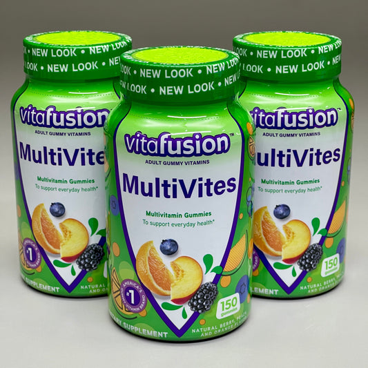 ZA@ VITAFUSION 3-PACK! MultiVites Multi-Vitamin Gummies for Everyday Health 150 Gummies BB 06/24 B