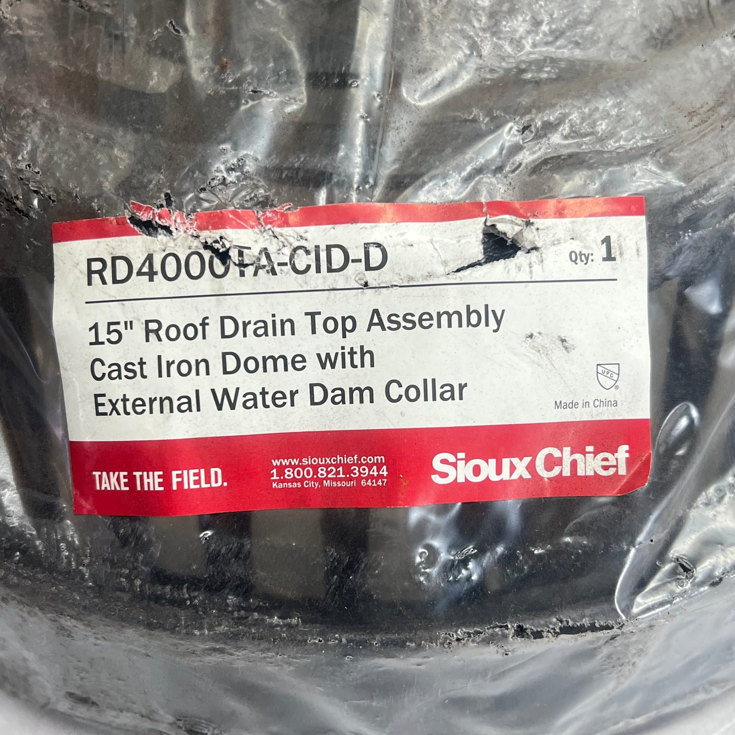 SIOUX CHIEF Roof Drain Top Assembly Dome W/ External Water Dam RD4000TA-CID-D