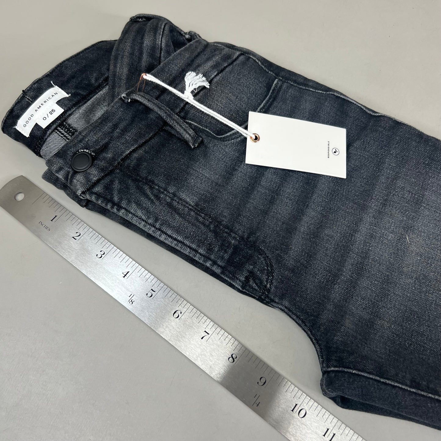 GOOD AMERICAN Good Classic High Rise Jeans Women's Sz 0 Black219 GCCO014BTP