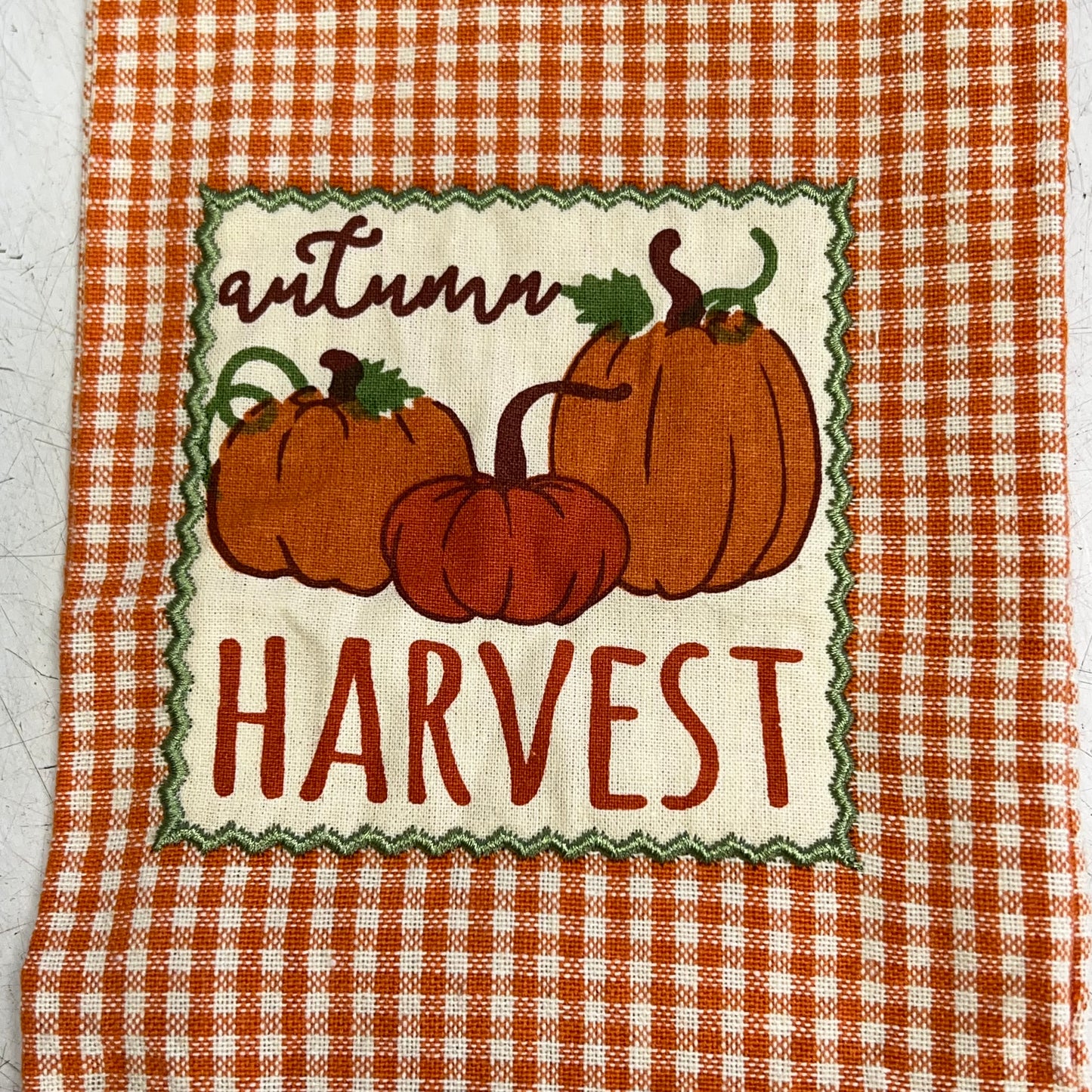 KANE KITCHEN (2 PACK) Kitchen Towels "Autumn Harvest" 16"x26" Orange Gingham