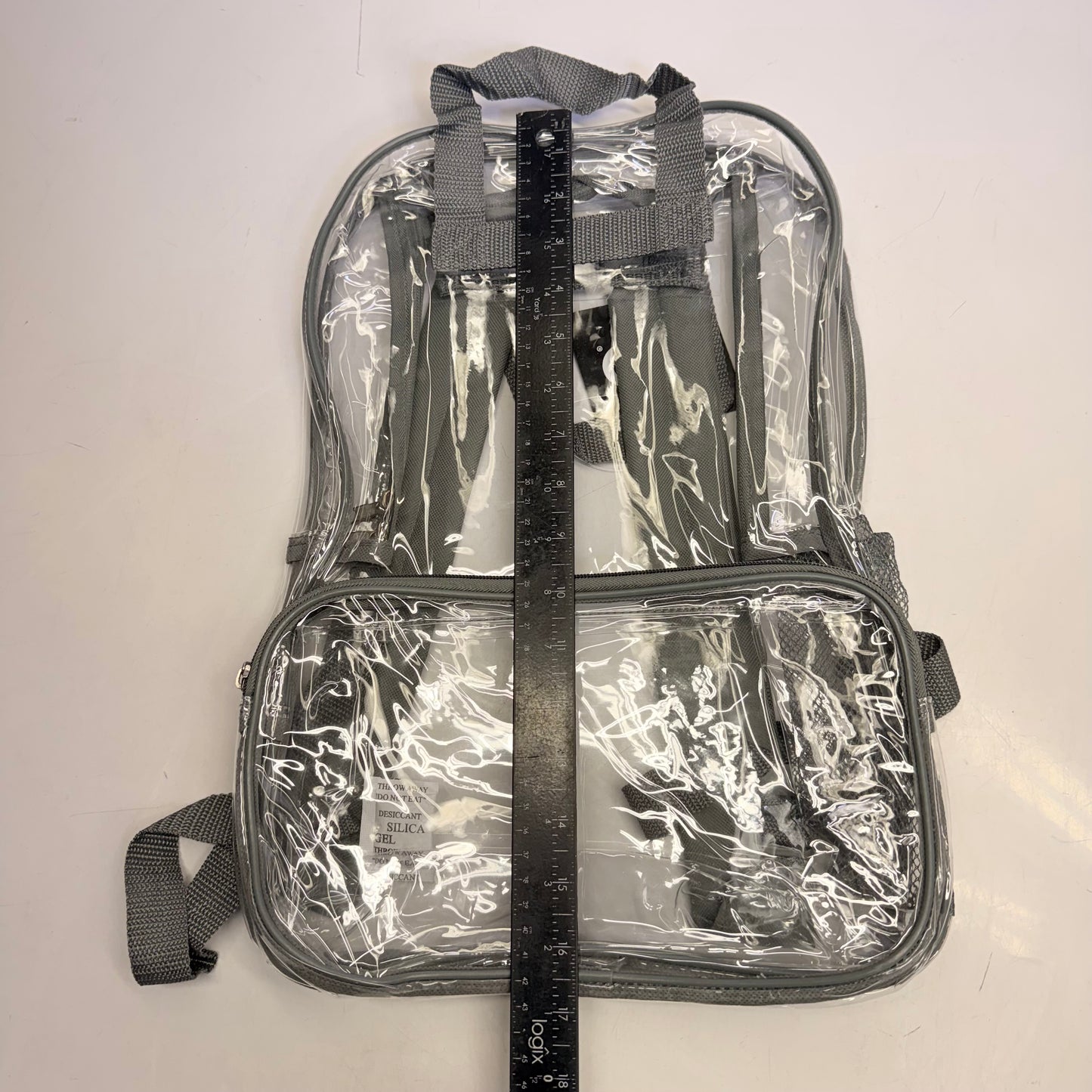 BWAP 17" Clear Plastic Backpack 17" x 12" x 6" Color Grey BP1643