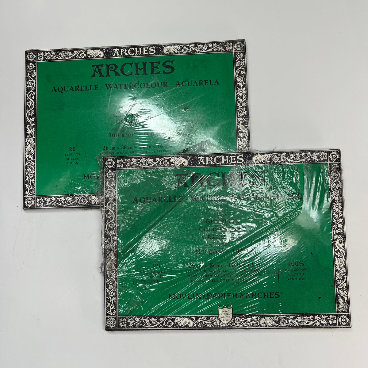 ARCHES (2 PACK, 20 SHEETS EACH) Watercolor Block  10" x 14" White  A179061 (As-is)