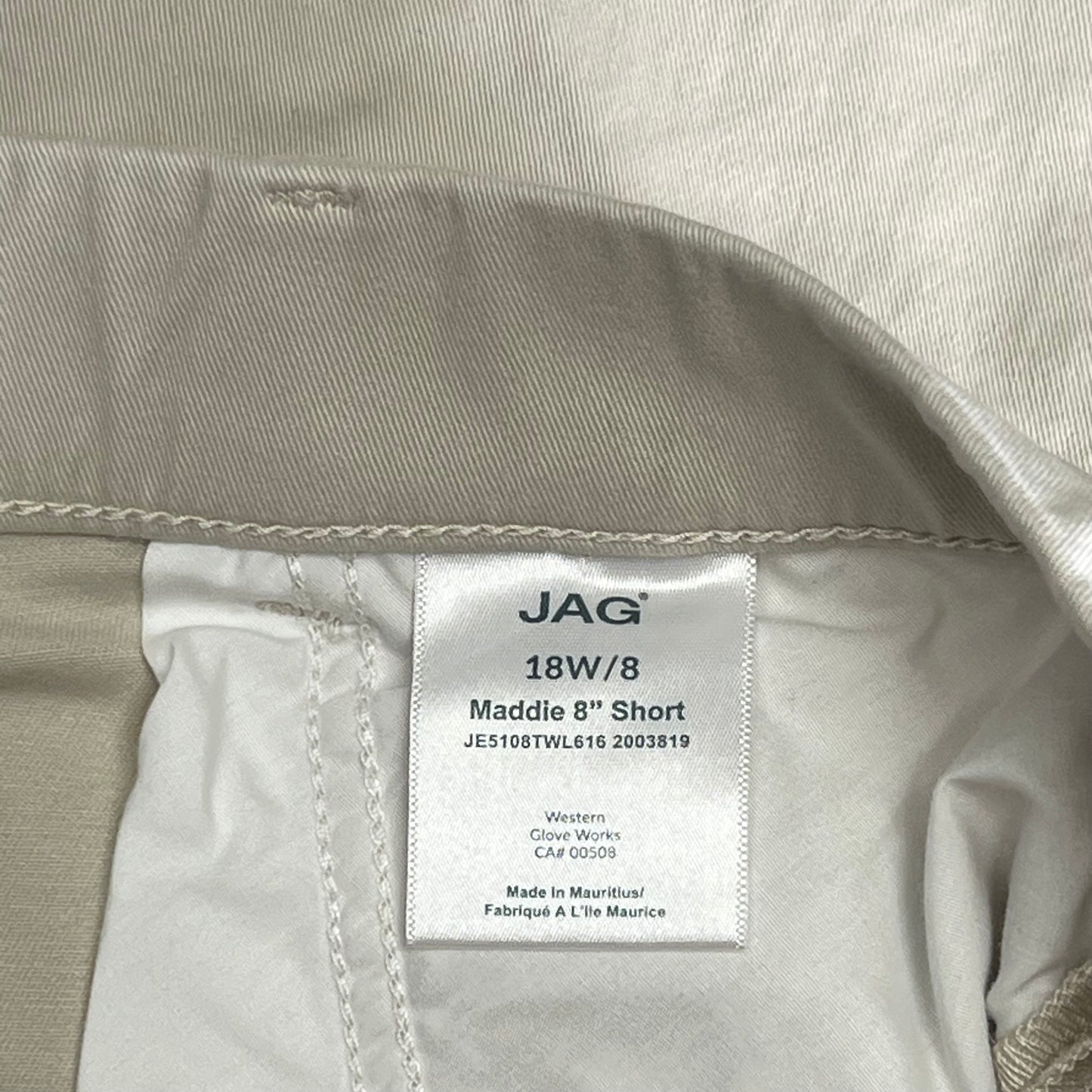 JAG Maddie 8" Pull-on Smoothing Shorts Women's Sz 16 Stone J4314AWL617